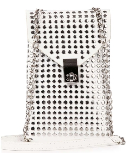 Studded Front Flap Cell Phone Crossbody BCA-0089 SILVER